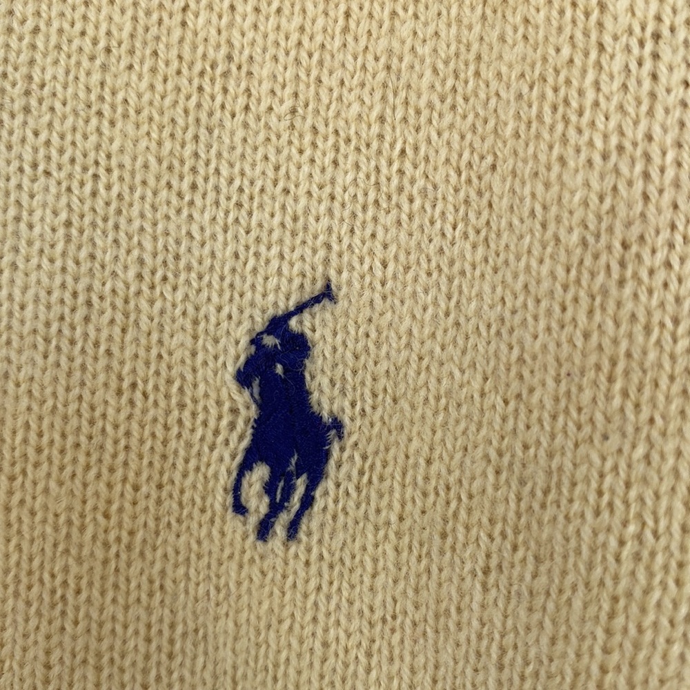 Vintage Polo Ralph Lauren Men's Yellow 100% Lambs Wool V Neck Pullover Sweater